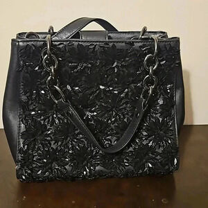 Michael Kors Floral Burst Leather Satchel Crossbody Bag